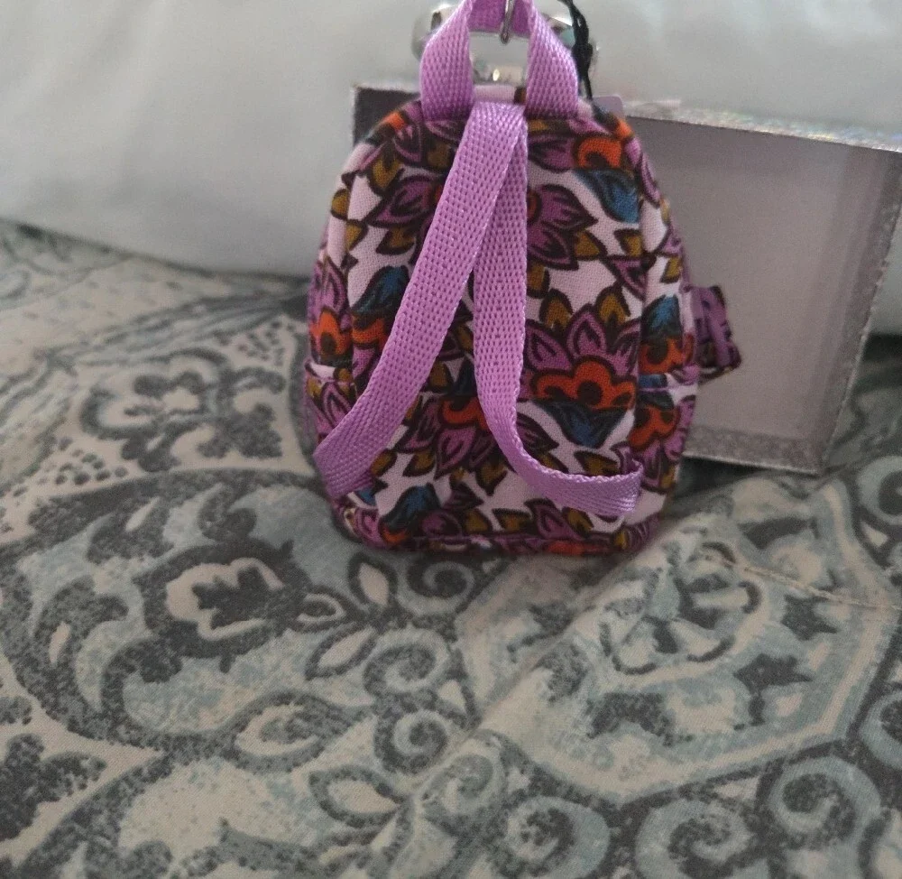 Vera Bradley Purple Floral Back Pack   Bag Charm- Keychain
